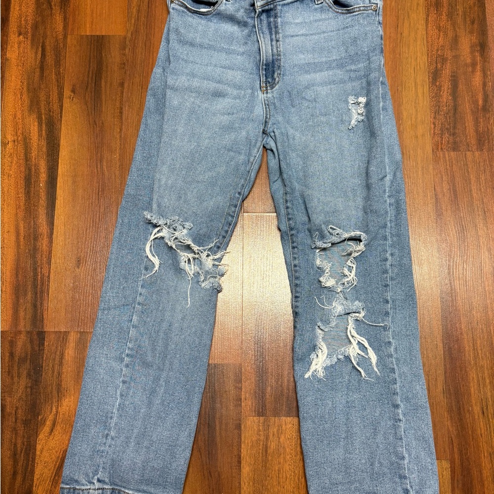 Kendall & Kylie Light Blue Distressed Straight Leg Jeans